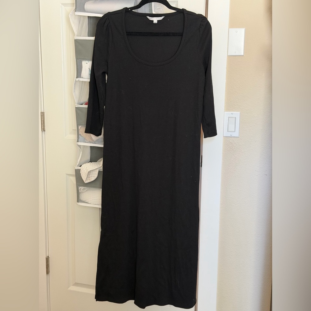 The Nines by HATCH Black Scoop-Neck 3/4 Sleeve Maxi Dress